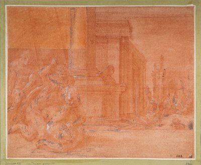 Odysseus bekämpft den Bettler Irus door Francesco Primaticcio