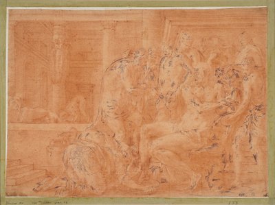 Odysseus wäscht seine Hände door Francesco Primaticcio