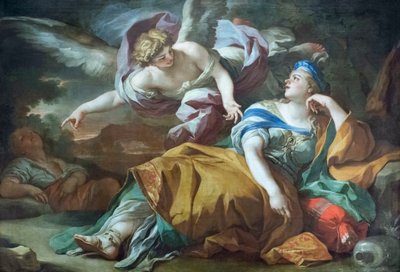 Hagar en Ismaël in de woestijn getroost door een engel door Francesco Solimena