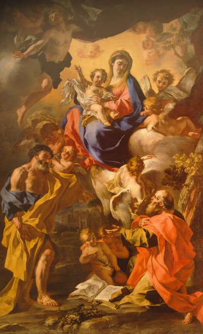Madonna en Kind tussen St. Petrus en St. Paulus door Francesco Solimena