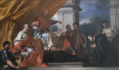 Sint Willibald vraagt de zegen van paus Gregorius III voordat hij de Saksen gaat evangeliseren door Francesco Solimena
