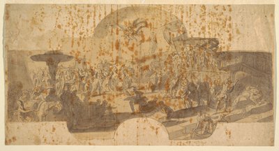 Studie voor een fresco voor de hal van de Senaat, Genua: De relikwieën van St. Johannes de Doper worden naar Genua gebracht door Francesco Solimena