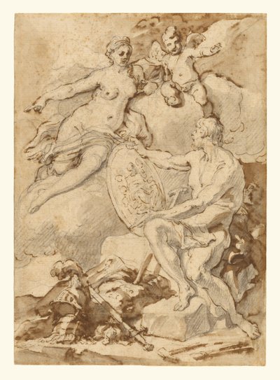 Venus ontvangt van Vulcanus de armen van Aeneas door Francesco Solimena