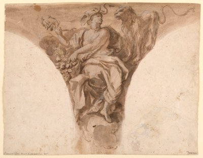 Afrika, Ontwerp voor een Pendentief in de Doophal van Sint-Pieter, Rome door Francesco Trevisani