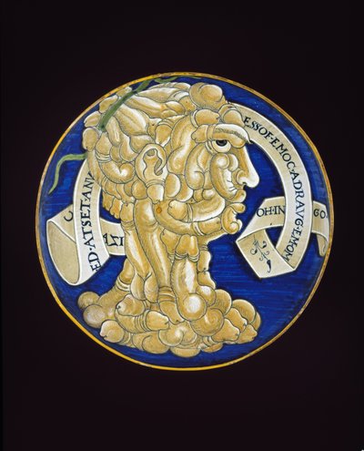 Schaal met een samengesteld hoofd van penissen, ca. 1536 door Francesco Urbini