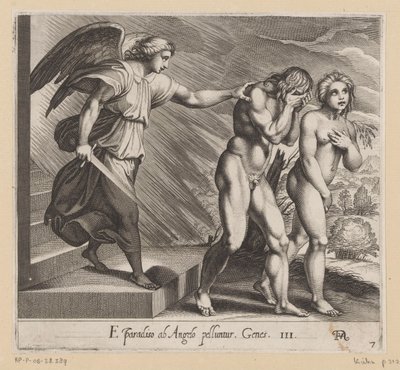 Verdrijving uit het Paradijs door Francesco Villamena