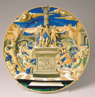 Bord met de Slachting van de Onschuldigen door Francesco Xanto Avelli