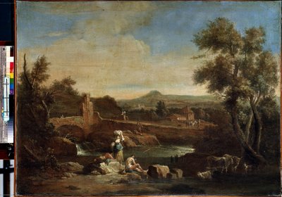 Landschap met een rivier door Francesco Zuccarelli