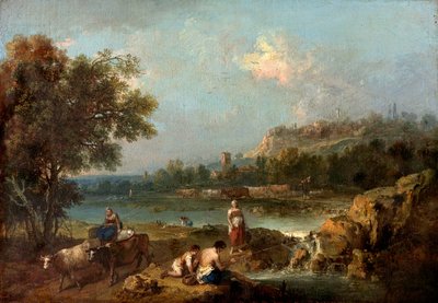 Rivierscène met Boeren door Francesco Zuccarelli