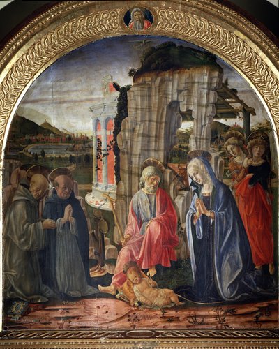 Geboorte met Sint Bernardus en Sint Thomas van Aquino door Francesco di Giorgio Martini