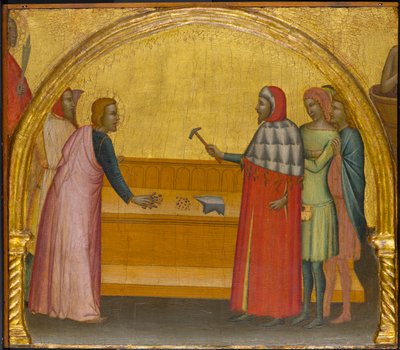 St. Johannes de Evangelist berispt de filosoof Crato, ca. 1370-1380 door Francescuccio Ghissi