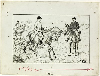 Drie ruiters op een jacht door Francis Arthur Fraser