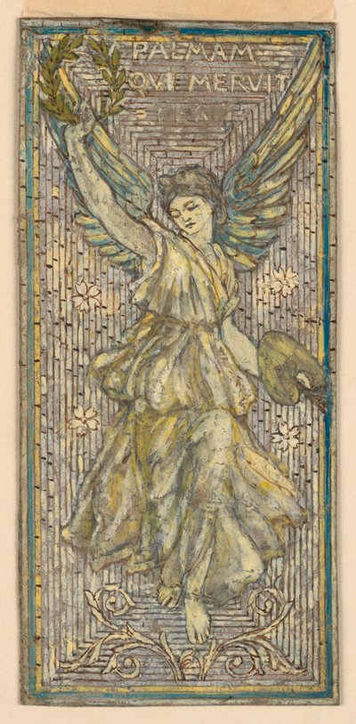 Ontwerp voor mozaïek of glas-in-lood raam ter ere van een schilder ("Palmam Qui Meruit Ferat") door Francis Augustus Lathrop