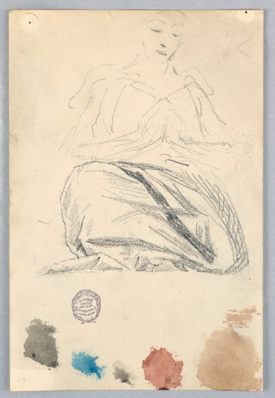 Schets van Draperie voor Zittend Figuur door Francis Augustus Lathrop