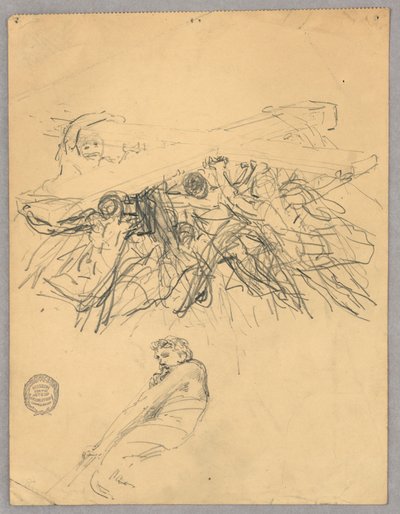 Schets van figuren die een kruis dragen door Francis Augustus Lathrop