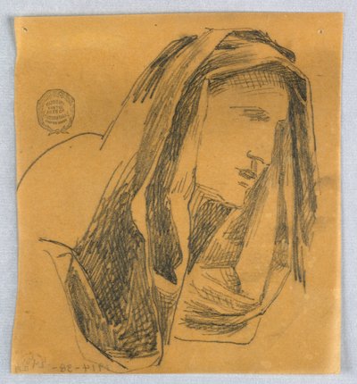 Schets van een vrouwenhoofd door Francis Augustus Lathrop
