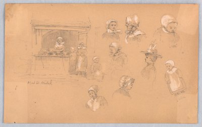 Schetsen van Stadsbewoners in Mont St. Michel en Vitré door Francis Augustus Lathrop
