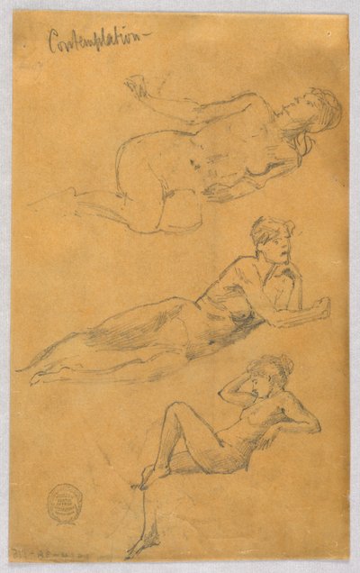 Drie schetsen van vrouwelijke naakten door Francis Augustus Lathrop