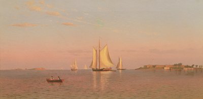 Uitzicht op de haven van Boston bij Castle Island door Francis Augustus Silva