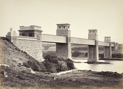 Bangor, de Britannia Bridge, vanuit Anglesey (258) door Francis Bedford