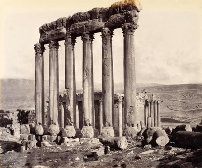 Ruïnes van de Tempel van de Zon en de Tempel van Jupiter, Baalbek door Francis Bedford