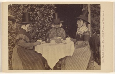 Welshe groep - Drie oude vrouwen aan de thee, nr. 3 door Francis Bedford