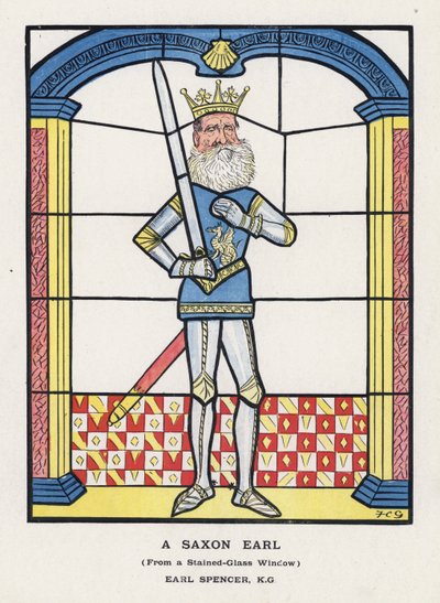 Een Saksische Graaf, Uit een Glas-in-loodraam, Graaf Spencer door Francis Carruthers Gould
