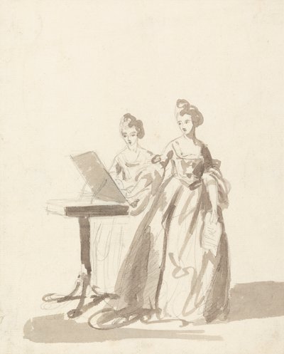 Studie voor het portret van prinses Louisa en koningin Caroline Matilda van Denemarken door Francis Cotes