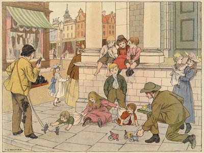 Bedfords winkelboek: Kerbstone kooplieden (kleurenlitho) door Francis Donkin Bedford