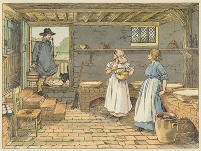 Zuivelman (kleurenlitho) door Francis Donkin Bedford