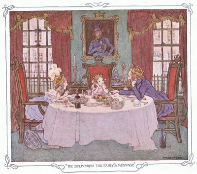 Hij bracht de boodschap van de fee, uit The Magic Fishbone pub.by Warne  Co, c.1940 (kleurenlitho) door Francis Donkin Bedford