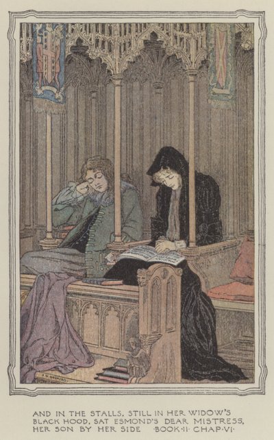 Illustratie voor De geschiedenis van Henry Esmond (kleurenlitho) door Francis Donkin Bedford