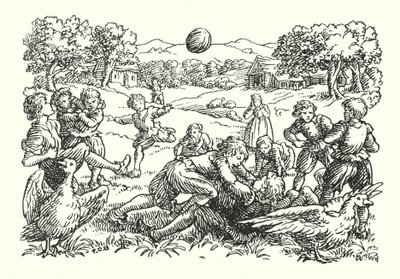 Merrie Engeland: Voetbal (litho) door Francis Donkin Bedford