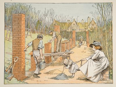 De bouwvakker, uit Vier en twintig zwoegers, pub. 1900 (kleurenlitho) door Francis Donkin Bedford