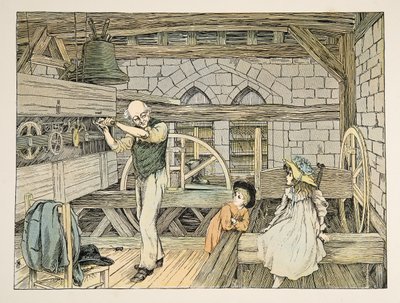 The Clockwinder, uit Four and Twenty Toilers, pub. 1900 (kleurenlitho) door Francis Donkin Bedford