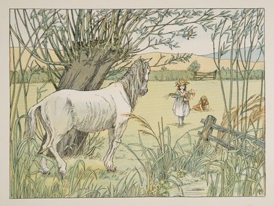 Het oude buspaard, uit Vier en twintig zwervers, pub. 1900 (kleurenlitho) door Francis Donkin Bedford