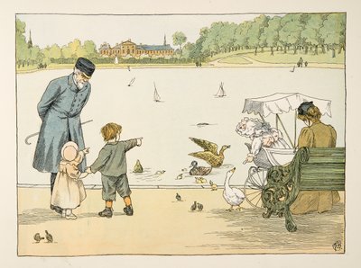 De parkwachter, uit Four and Twenty Toilers, pub. 1900 (kleurenlitho) door Francis Donkin Bedford