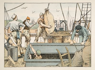De stuwadoor, uit Vier en twintig stuwadoors, pub. 1900 (kleurenlitho) door Francis Donkin Bedford