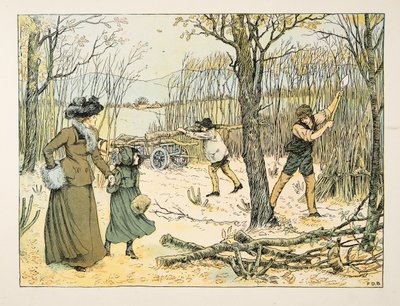 De houthakker, uit Vier en twintig zwoegers, pub. 1900 (kleurenlitho) door Francis Donkin Bedford