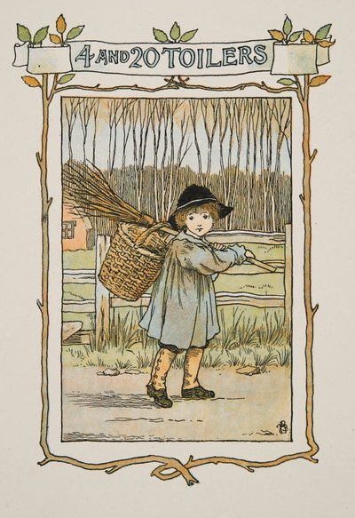 Vignet uit Four and Twenty Toilers, pub. 1900 (kleurenlitho) door Francis Donkin Bedford