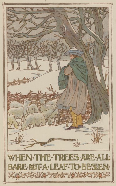 Als de bomen kaal zijn, is er geen blad te zien (kleurenlitho) door Francis Donkin Bedford