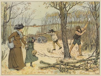 Woodman (kleurenlitho) door Francis Donkin Bedford