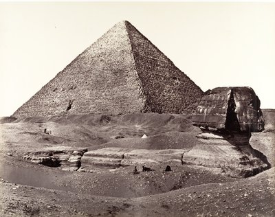 De Grote Piramide en De Grote Sfinx door Francis Frith