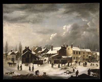 Winters tafereel in Brooklyn door Francis Guy