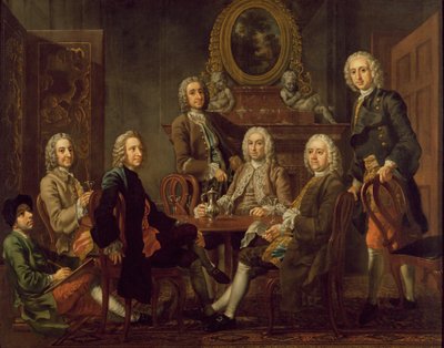 Portret van een groep heren, met de kunstenaar, c.1745 door Francis Hayman