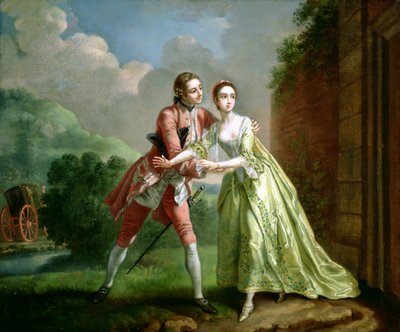 Robert Lovelace bereidt zich voor om Clarissa Harlowe te ontvoeren, uit 