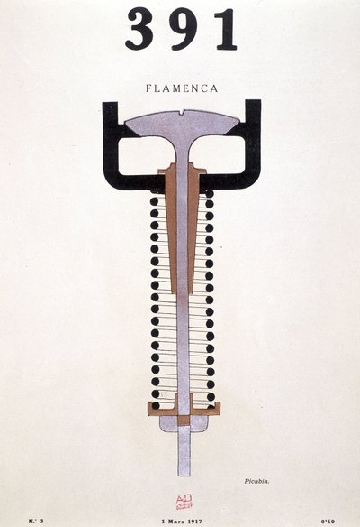 Cover van "391" van Picabia (1879-1953), nr. 3 van 01/03/1917 (litho) door Francis Picabia