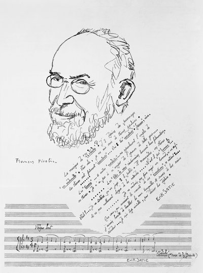 Portret van de Franse componist en pianist Erik Satie door Francis Picabia