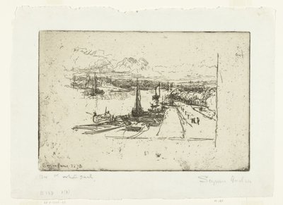 De Amstel vanuit het Amstelhotel door Francis Seymour Haden (Sir) (signed by artist)