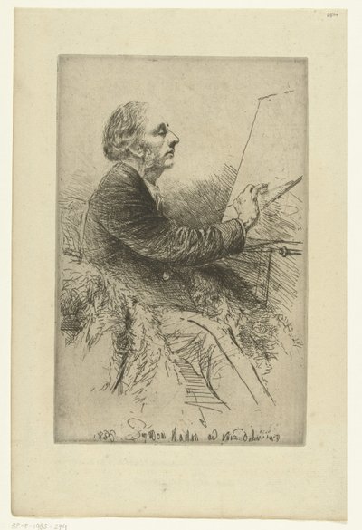Zelfportret van Francis Seymour-Haden door Francis Seymour Haden (Sir) (signed by artist)